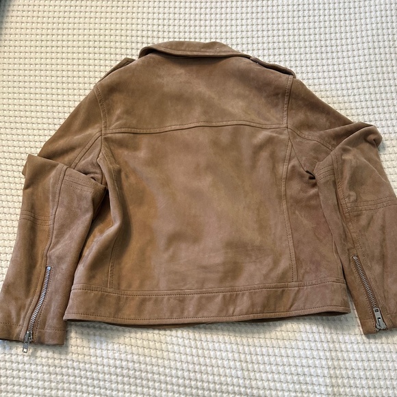 Boden Suede Moto jacket with silver trim size 12 - Like new - Picture 3 of 5